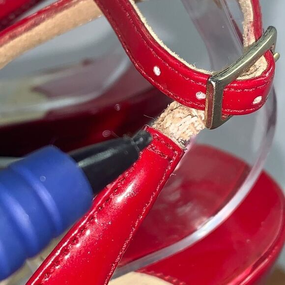 Jimmy Choo Patent Leather Slingback Pumps Heels Sandals Red Women’s size 38.5 - Picture 11 of 16